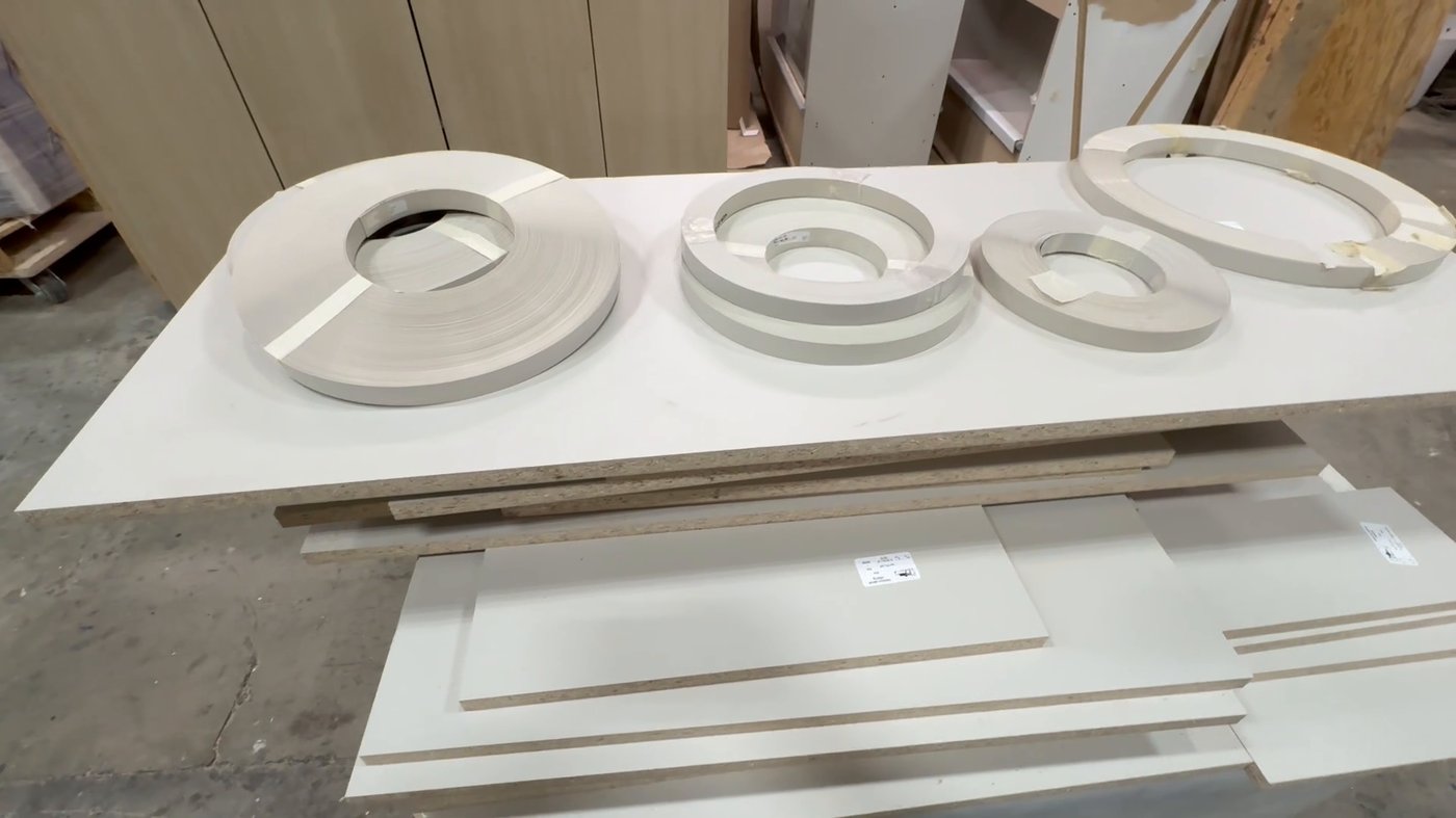 Custom-cut curved cabinet panels made in Kelowna